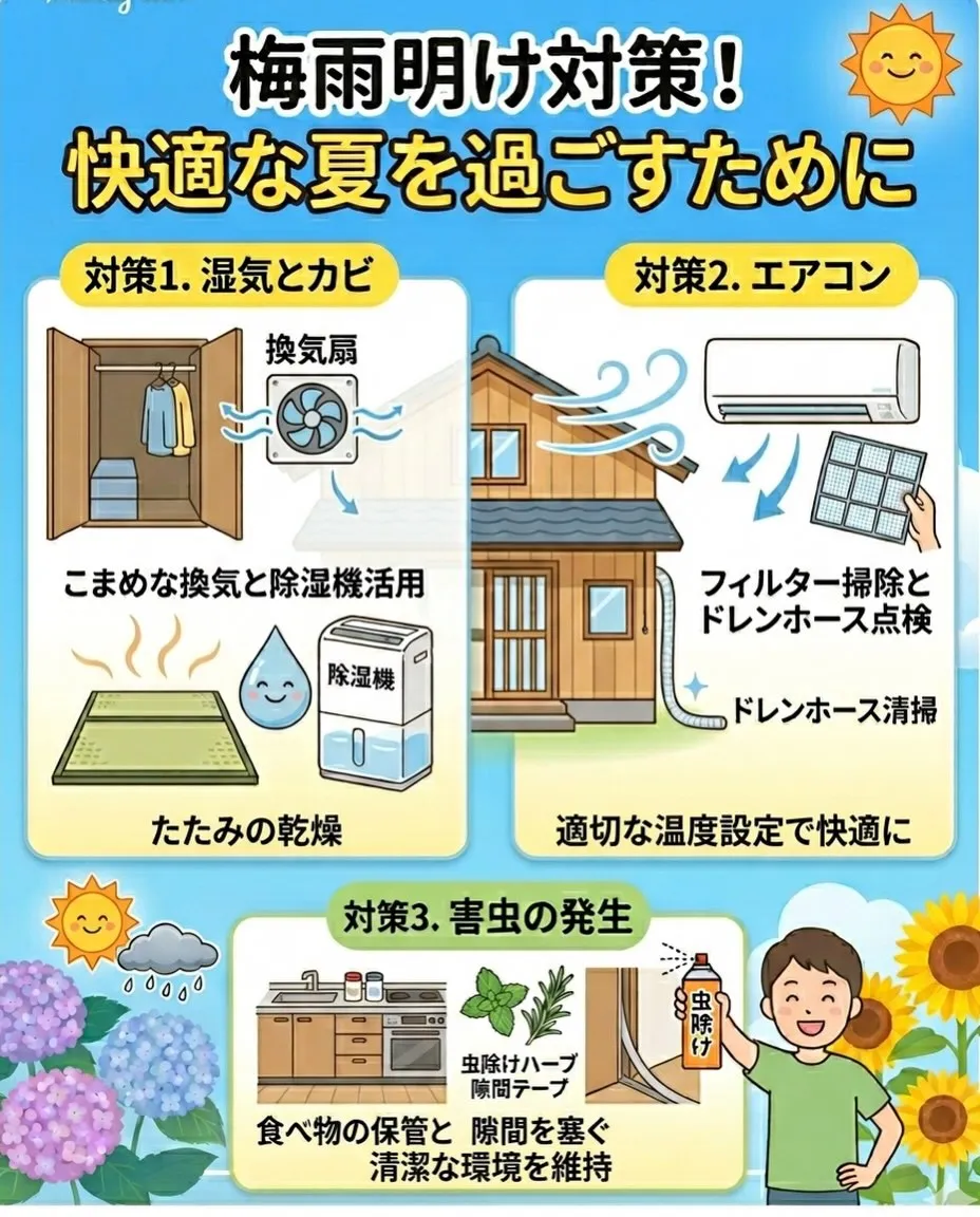 【必見】梅雨明け〜夏到来！お家のトラブルトップ3＆予防策まと...