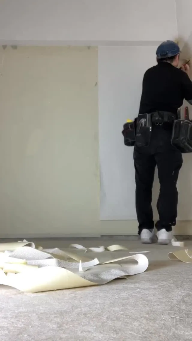 壁一面のクロス張り、一気見せ！👀💥